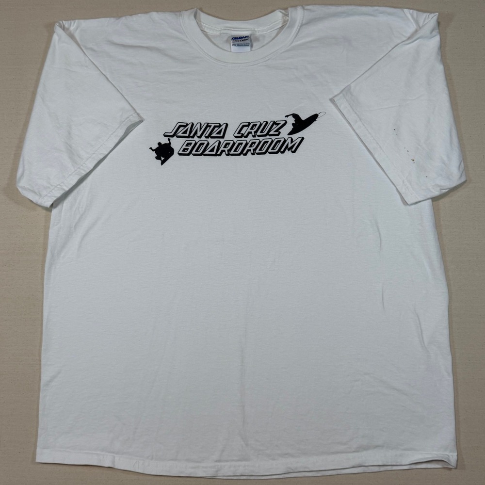 Santa Cruz Boardroom Graphic T-Shirt Mens 2XL White Gildan Ultra Cotton Skate